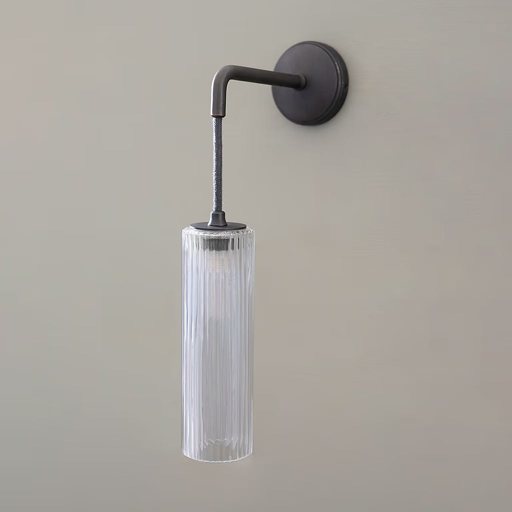 Claremont Liten Hengende Vegglampe Med Rillet Glass