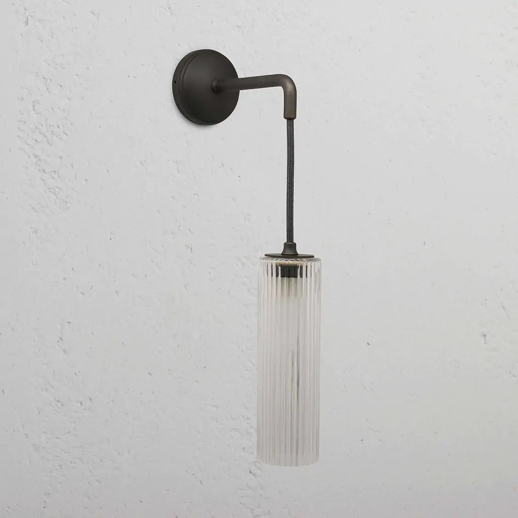 Claremont Liten Hengende Vegglampe Med Rillet Glass