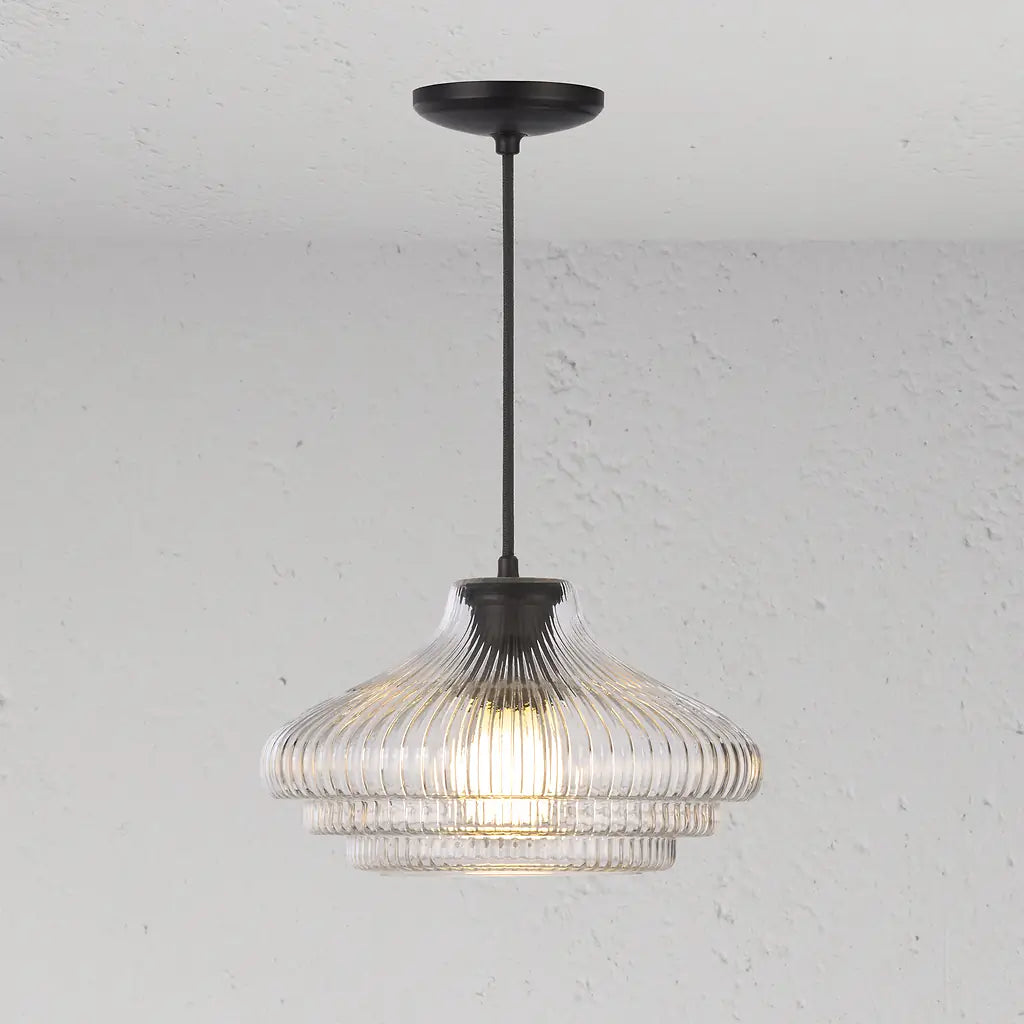 Brookfield Medium Pendel Med Rillet Glass