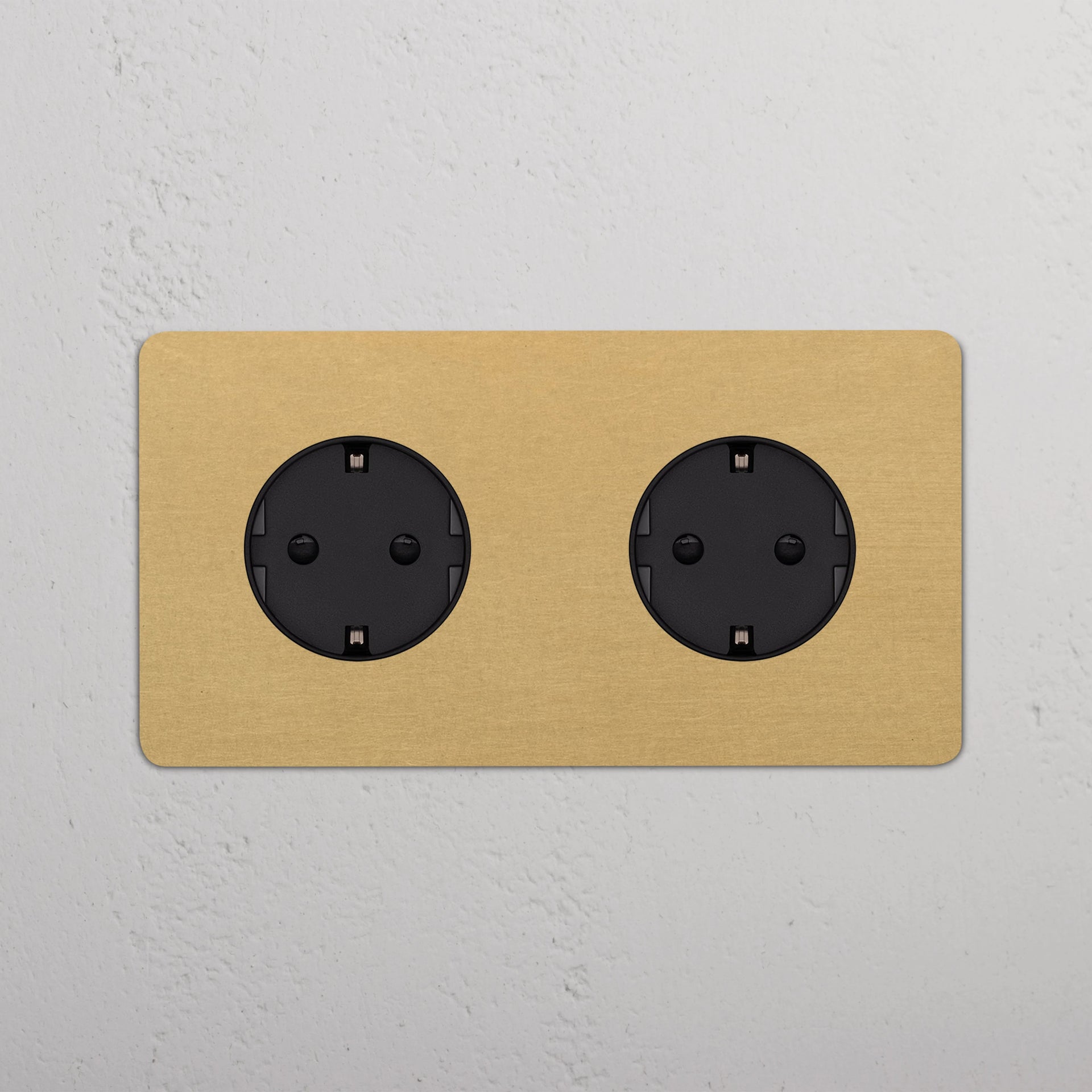 Double 2x Schuko Module Round