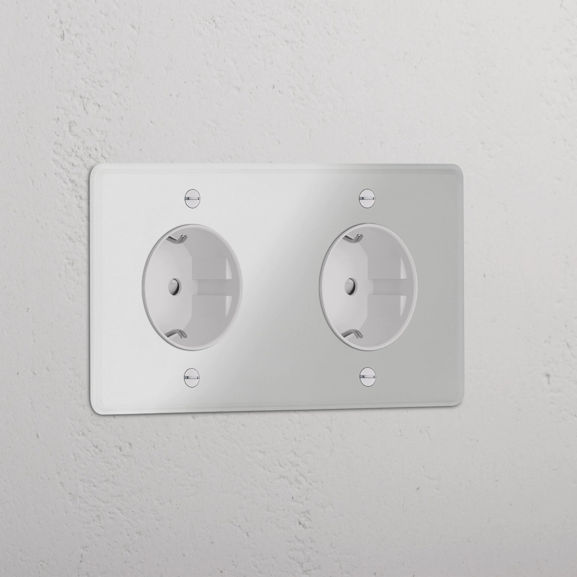 Double 2x Schuko Module Round