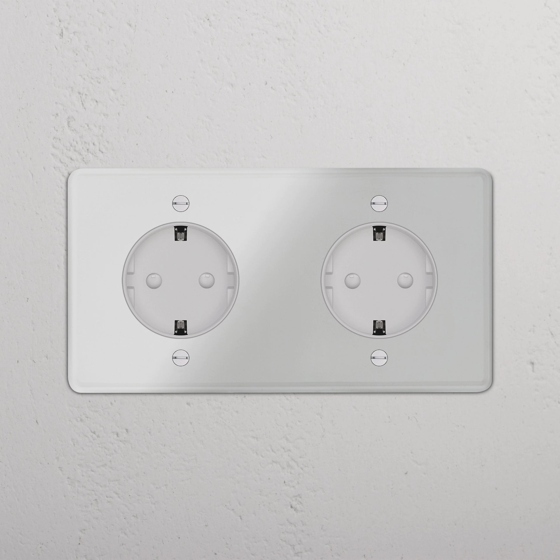 Double 2x Schuko Module Round