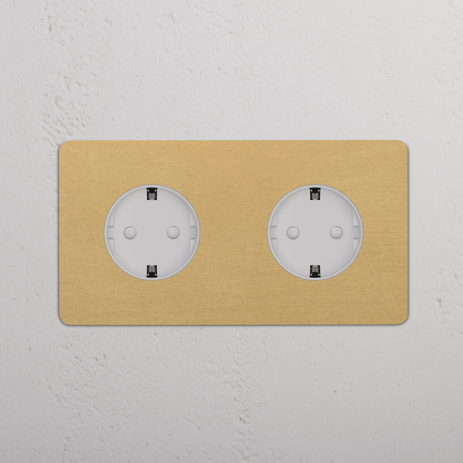 Double 2x Schuko Module Round