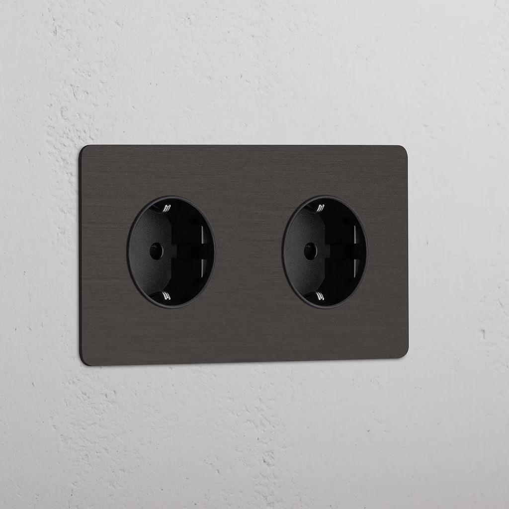 Double 2x Schuko Module Round