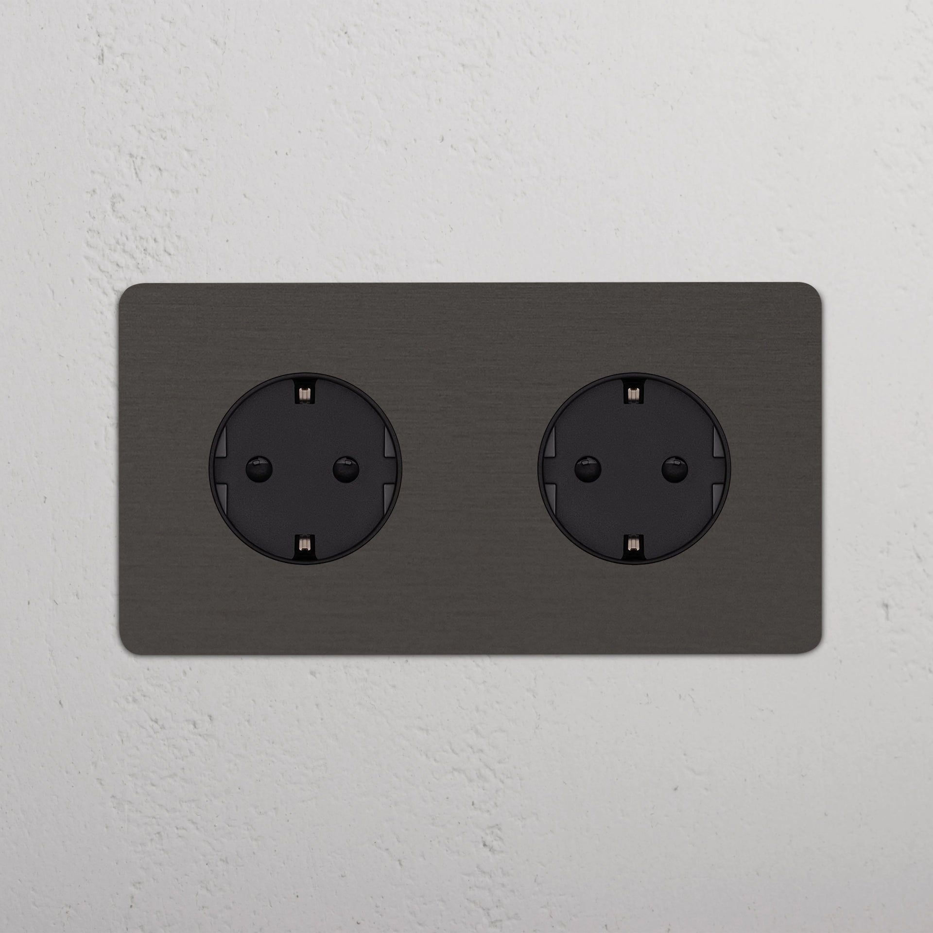 Double 2x Schuko Module Round