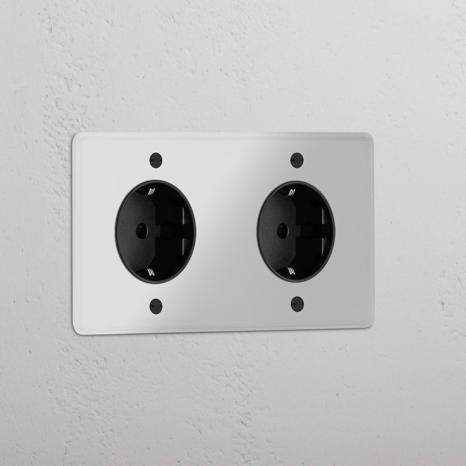 Double 2x Schuko Module Round
