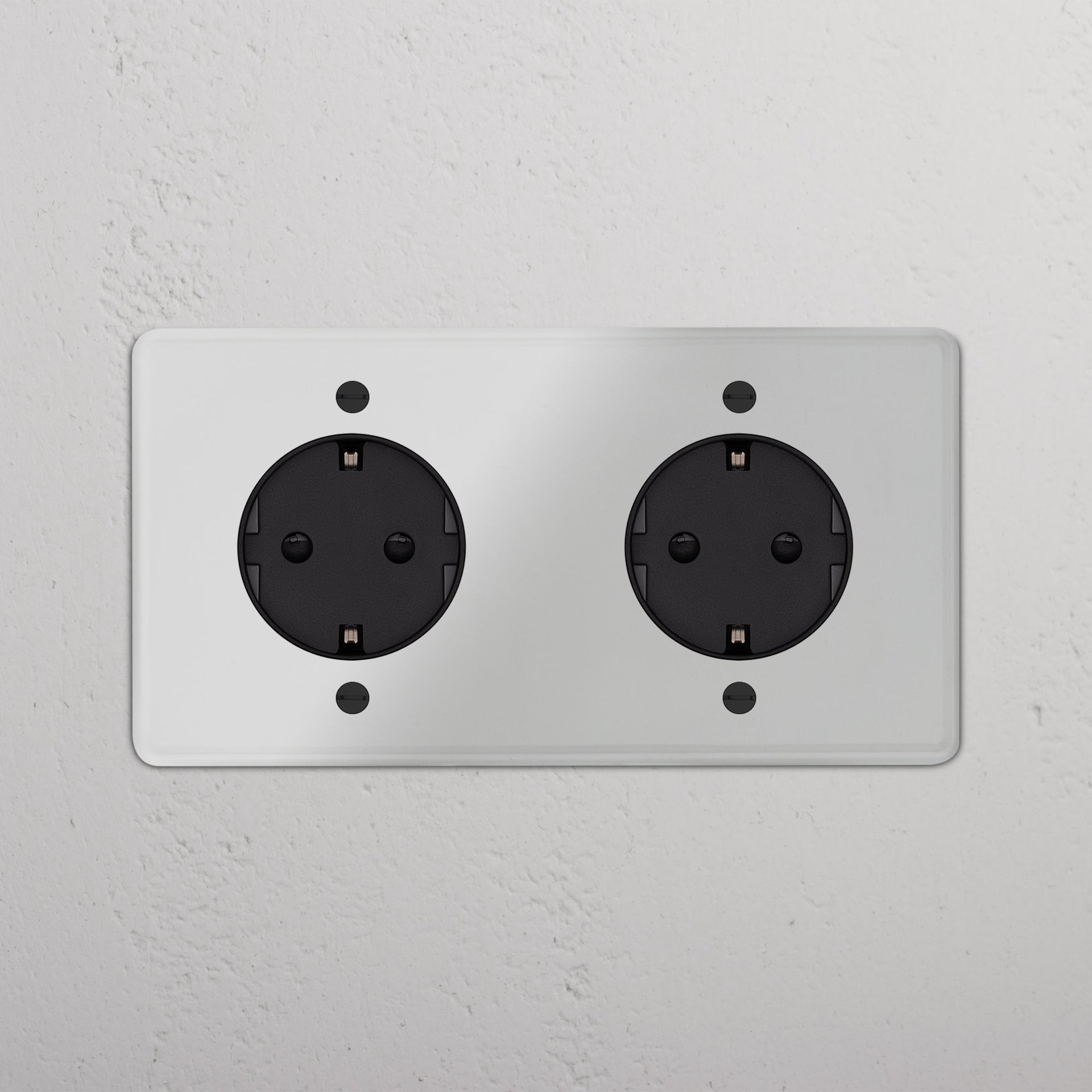 Double 2x Schuko Module Round
