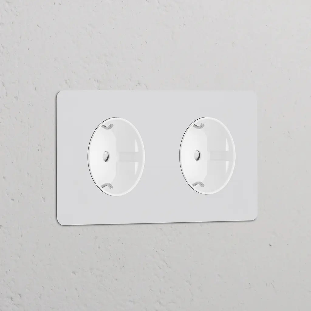 Double 2x Schuko Module Round